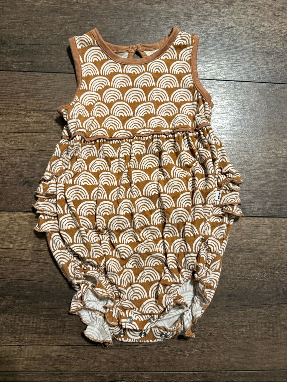 Little Sleepies rust rainbows 12-18 months bubble romper